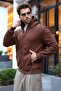 Bitter Brown Hooded Men's Sweat Cardigan E7219