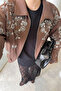 Imported Stone Embroidered Premium Coat - Brown - 4