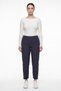 Women's Navy Blue Winter Trousers with Stone Leaf Motifs and Stone Detailing on the Sides
