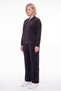 Women's Black Winter Tracksuit Set with Adjustable Waist, Front Zipper, Stone Detail, and Accessories - 2