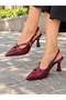 Women's Penida Burgundy Patent Leather 7 cm Heeled Buckle Shoes