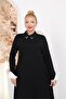 Plus Size Dress with Stone Collar and Detailed Sleeves - 8