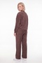 Women's Brown Winter Tracksuit Set with Adjustable Waist, Front Zipper, Stone Detail, and Accessories - 5