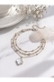 Women's Gold Color 3-Piece Clover Model Bracelet Chain Set - 2