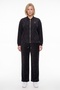 Women's Black Winter Tracksuit Set with Adjustable Waist, Front Zipper, Stone Detail, and Accessories