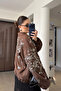 Imported Stone Embroidered Premium Coat - Brown - 6