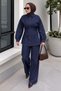 Liva Seyyar Belted Jeans Set Tsd260312 Dark Blue
