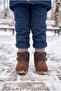 Unisex Kids' Furry Velcro Short Outdoor Home School Nursery Street Boots - Brown / Warm Lining - 4