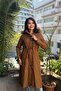 Women's Hooded Long Winter Coat with Fur Inside and Drawstring Waist |   Zippered Hijab Coat Parka - 2