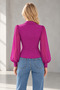 Women's Tulle and Gold Button Detailed Long Sleeve Jacket Collared Blouse - 5