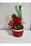 Christmas Concept Wicker Lighted Gift Flower Basket - Decorative Christmas Ornament