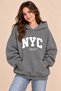 Women's Nyc Printed 3-String Hooded Sweatshirt 100% Cotton - 2