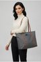 Women's Anti-Racite Color Buzzy Fabric Shoulder Bag with Zipper, Large Internal Volume, Daily Use Bag - Front Pocket Detail - 2