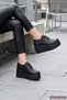 Beira Black Vegan Round Toe Lace-Up Wedge Heeled Casual Shoes