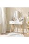 White Makeup Vanity Table with Mirror, Compact Dressing Table with 2 Storage Drawers, Modern Makeup