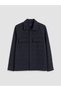 Navy Blue Plaid Men's Lumberjack Shirt Jacket - 5