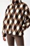 4981 Women's Diamond Patterned Brown Pocket Soft Textured Fleece Sweatshirt - 2