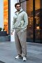 Mint Green Hooded Men's Sweat Cardigan E7219 - 2