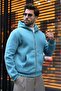 Light Blue Hooded Men's Sweat Cardigan E7219 - 4