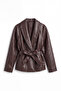 Brown Belted Leather Jacket
