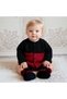 Hand Knitted 0-6 Months Black-Red Baby Cardigan and Booties - 3