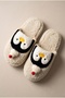 Women's Plush, Soft, Winter House Slippers with Penguin Figure - 2