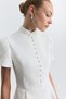 Pleated Sleeve Mini Dress - 4