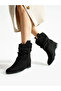 Black Suede Hidden Wedge Heel Boots - 3