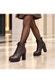 Women's Lace-Up Zippered Platform Heeled Boots - 4
