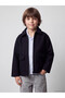 Navy Blue Boy's Cashmere Coat - 2