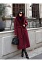 Fur Collar Detailed Belted Long Cashmere Coat