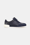 Men's Dark Blue Suede Genuine Natural Leather Sneaker Shoes - 5