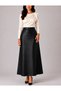 A-Cut Black Leather Maxi Skirt with Belt