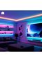 شريط إضاءة LED بطول 2 متر - إضاءة RGB مع جهاز تحكم عن بعد - إضاءة خلفية مرنة لاصقة قابلة للتعديل - 7