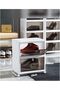 Clear Plastic Stackable Shoe Storage Box, 3 Pack Space Saving Foldable Organizer for Closet, Sneaker - 3