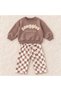 Baby Boy Embroidered Sweatshirt Checkered Patterned Pants Set - 4
