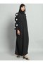 Black Solid Abaya with hijab for women - 3