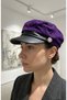 Women's Suede Textured Leather Visor Captain Hat Vintage Cap Ribbon Detailed Winter Painter Hat Baker Boy Trend Accessory