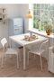 طاولة مطبخ مربعة من الموفاريج، 80×80 سم، بيضاء، هيكل بلاستيكي، تصميم عصري للاستخدام الداخلي