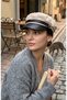 Women's Suede Textured Leather Visor Captain Hat Vintage Cap Ribbon Detailed Winter Painter Hat Baker Boy Trend Accessory - 3
