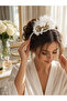 Bride Pearl Crown and Bracelet Set Gold Detailed Bridal Bachelorette Party Accessory - 3