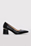 Genuine Leather Black Women's Low Heel Shoes 322Za2764