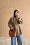 Belted Lined Oversize Women's Coat – Standard Size Design Coat - 3