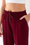 Women's Burgundy Balloon Fit Seasonal High Waist Trendy Casual Modal Fabric Ribbed Front Sweatpants with Pockets - 6