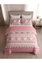 Cross-Stitch Pink Premium Double Duvet Cover Set with 4 Pillowcases |   Elasticized Sheet