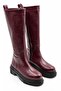 Raccoon Women's Burgundy Leather Thick-Toothed Sole Side Zipper Below the Knee Riding Boots