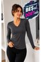 Women's V-Neck Long Sleeve Smoke Color Body-Bluez - 2