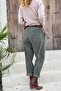 Italian Khaki Pocket Belted Pipe Leg Corduroy Casual Trousers 100 40 - 5