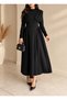 Padded Collar Tie Detail Maxi Dress