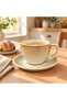 Ceramic Cup and Saucer Set Cream Beige - 300ml - 3